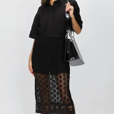 Goen J Shirt And Crochet Lace Skirt Set In Black