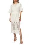 Goen J Shirt And Crochet Lace Skirt Set In Natural Beige In White