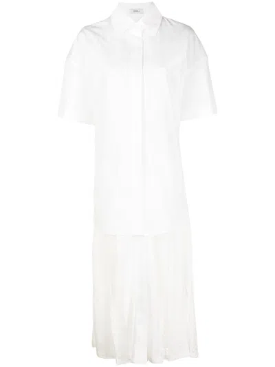 Goen J Shirt-layered Pleated-lace Dress In White
