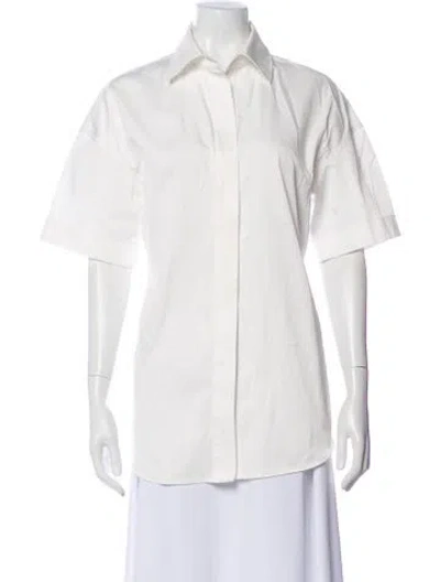 Pre-owned Goen J Short Sleeve Button-up Top In White