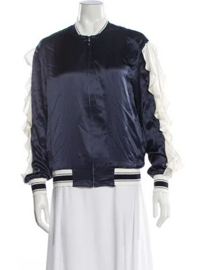 Pre-owned Goen J Silk Bomber Jacket In Blue