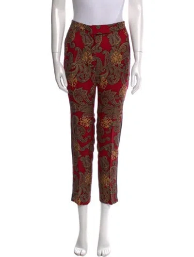 Pre-owned Goen J Silk Straight Leg Pants In Red