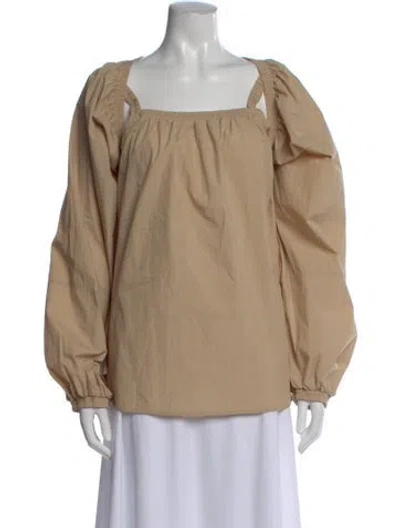 Pre-owned Goen J Square Neckline Long Sleeve Top In Neutral