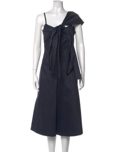 Pre-owned Goen J Square Neckline Midi Length Dress In Blue