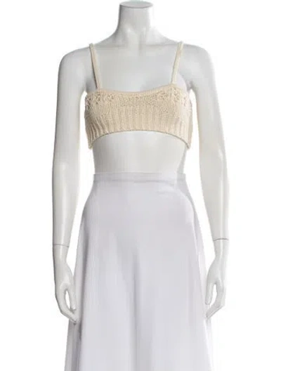 Pre-owned Goen J Square Neckline Sleeveless Crop Top In Neutral
