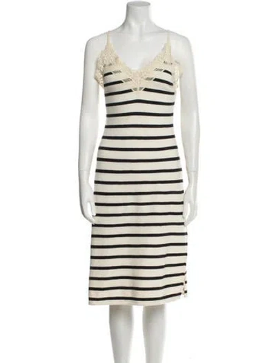 Pre-owned Goen J Striped Midi Length Dress In Neutral