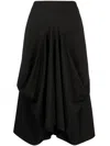 Goen J Structured Draping Midi Skirt In 黑色