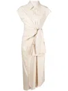 Goen J Tied-waist Midi Dress In Neutrals