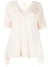 Goen J V-neck Short Sleeve Jumper In Neutrals