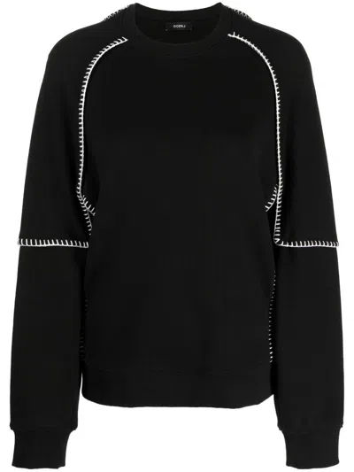 Goen J Sweatshirt Im Layering-look In Black