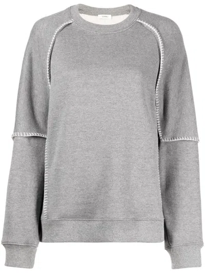 Goen J Whipstitch Layered Sweatshirt In Grey