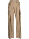 Goen J Wide-leg Cotton Cargo Pants In Brown