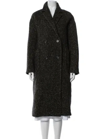 Pre-owned Goen J Wool Tweed Pattern Coat In Green