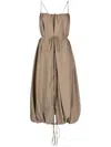 Goen J Zip-embellished Ballon Taffeta Dress In Brown