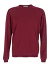 Goes Botanical Bordeaux Crewneck Sweater With Ribbed Trims In Wool Man In Red