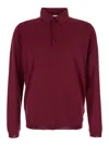 Goes Botanical Bordeaux Polo Shirt With Classic Collar And Long Sleeves In Virgin Wool Man In Brown