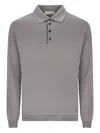 Goes Botanical Button Long-sleeve Polo Shirt In Gray