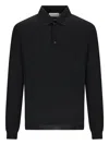 Goes Botanical Buttoned Long-sleeve Polo Shirt In Black