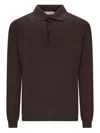Goes Botanical Buttoned Long-sleeve Polo Shirt In Brown