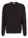 Goes Botanical Brown Crew Neck Sweater With Dropped Shoulders In Wool Man In Black