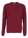 Goes Botanical Bordeaux Crewneck Sweater With Ribbed Trims In Wool Man In Red