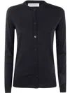 Goes Botanical Long Sleeves Merinos Extrafine Super 140`s Cardigan In Black  