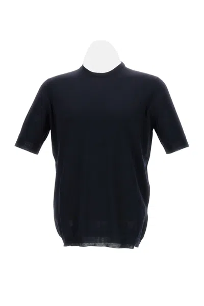 Goes Botanical Fine Knit Merino Wool Top In Blue