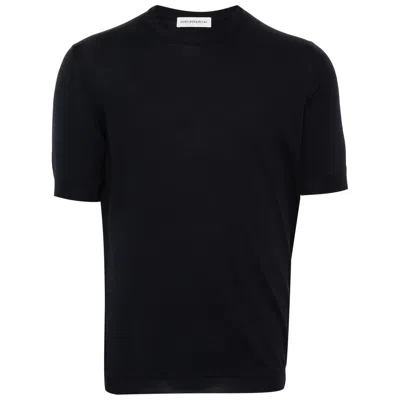 Goes Botanical Fine-knit Merino Wool Top In Blue