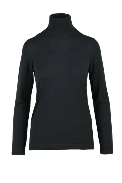 Goes Botanical Fitted Black Turtleneck In Merino Wool