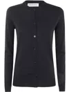 Goes Botanical Long Sleeves Merinos Extrafine Super 140`s Cardigan In Black