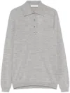 Goes Botanical Long Sleeves Merinos Extrafine Super 140`s Polo Sweater In Grey