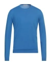 Goes Botanical Man Sweater Azure Size 44 Merino Wool In Blue