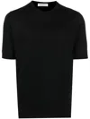 Goes Botanical Merino Wool Crew-neck T-shirt In Black