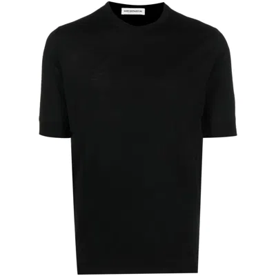 Goes Botanical Merino Wool Crew-neck T-shirt In Black