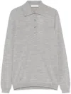 Goes Botanical Long Sleeves Merinos Extrafine Super 140`s Polo Sweater In Grey