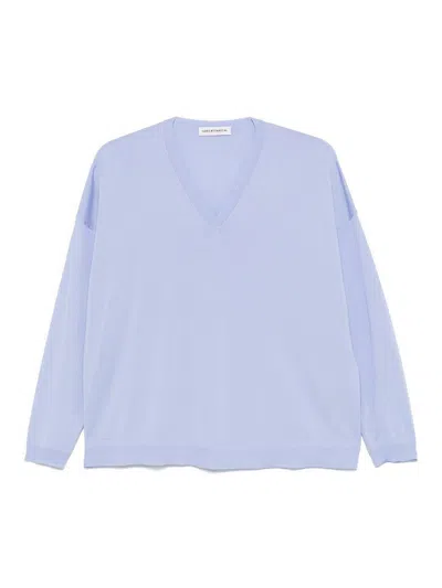 Goes Botanical Merinos Extrafine Super Over Vneck Sweater In Blue