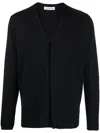 Goes Botanical V-neck Button Merino Cardigan In Black