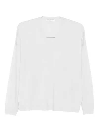 Goes Botanical V-neck Long-sleeve Sweater In White
