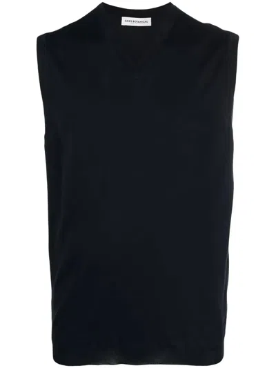 Goes Botanical V Neck Waistcoat In Blue