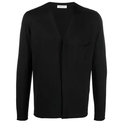 Goes Botanical V-neck Button Merino Cardigan In Black