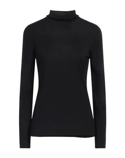 Goes Botanical Woman Turtleneck Black Size 6 Merino Wool In Black