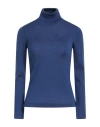 Goes Botanical Woman Turtleneck Navy Blue Size 8 Merino Wool In Navy Blue