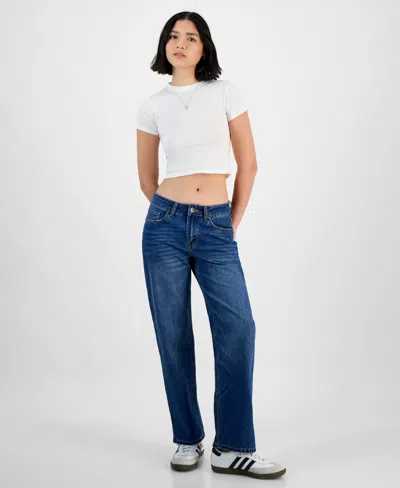 Gogo Jeans Juniors' Dream Fit Mid Rise Wide-leg Denim Jeans In Medium Wash