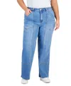 Gogo Jeans Trendy Plus Size Front Seam Straight-leg Jeans In Medium