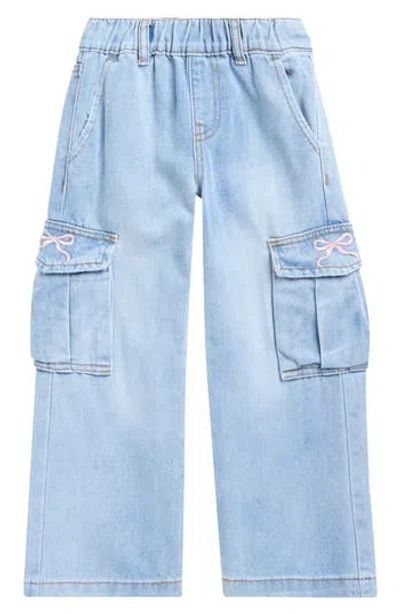 Gogo Star Kids' Bow Embroidered Cargo Jeans In Blue