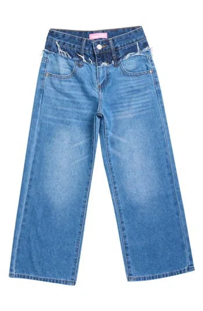 Gogo Star Kids' Fray Waist Wide Leg Jeans In Multi