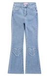Gogo Star Kids' Heart Patch Appliqué Flare Jeans (big Kid) Kids' Heart Flare Leg Jeans