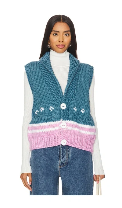 Gogo Sweaters Nordic Stripe Vest In Blue