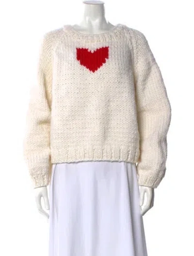 Pre-owned Gogo Wool Graphic Print Sweater W/ Tags In White