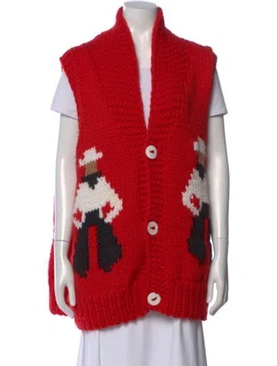 Pre-owned Gogo Wool Printed Sweater In Red
